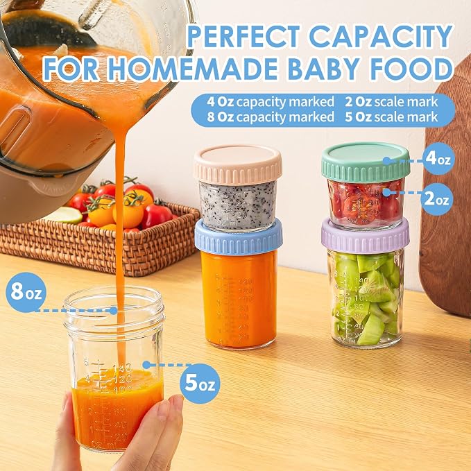 DRKIO 6 Pack Glass Baby Food Storage Containers - Image 3