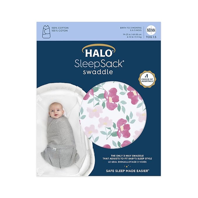 HALO 100% Cotton Sleepsack Swaddle, 3-Way Adjustable Wearable Blanket, TOG 1.5 - Image 2