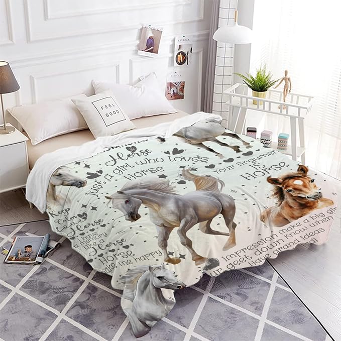 Horse Blanket for Boys Girls, Flowers Animals Kids Throw Blanket Gift for Child - Image 5