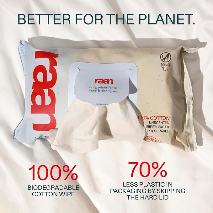 Raan, 100% Cotton Baby & Toddler Wipes, Unbleached, 99% Purified Water - Image 8