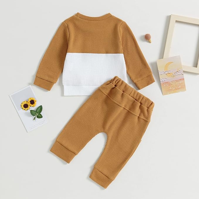 Kupretty Toddler Baby Boy Fall Winter Clothes Color Block Long Sleeve - Image 6