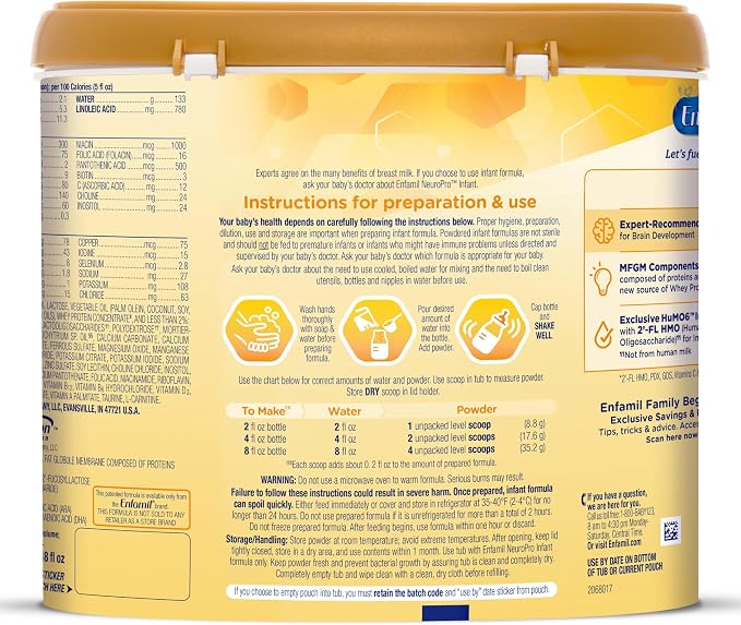 Enfamil NeuroPro Baby Formula, Milk-Based Infant Nutrition, MFGM* 5-Year Benefit - Image 12