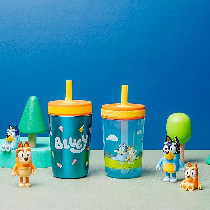 Zak Designs Bluey Kelso Tumbler Set, Leak-Proof Screw-On Lid - Image 3