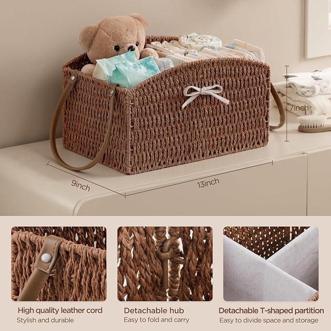 HBlife Diaper Caddy Organizer, Hand-Woven Storage Basket - Image 3