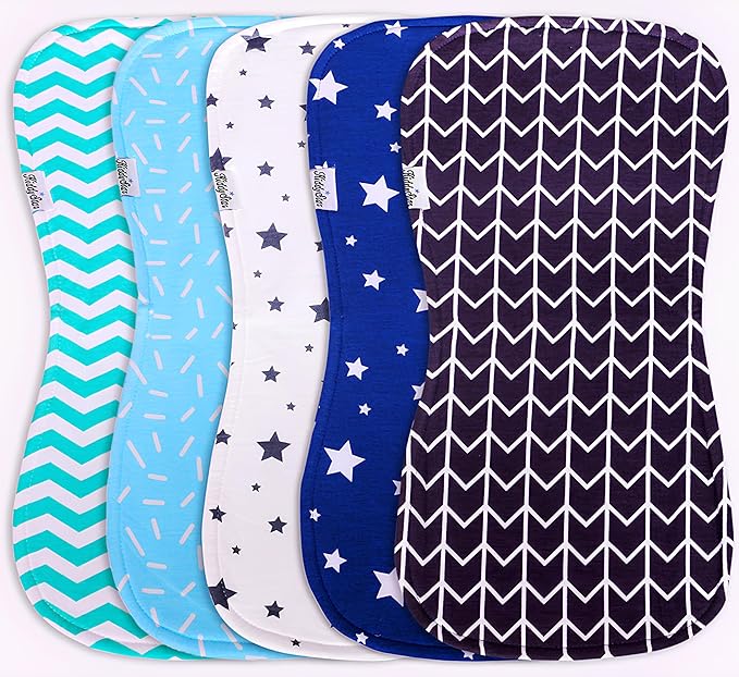 5-Pack Organic Cotton Burp Cloths – Large, Ultra-Soft 3-Layer Towels by KiddyStar%C2%AE