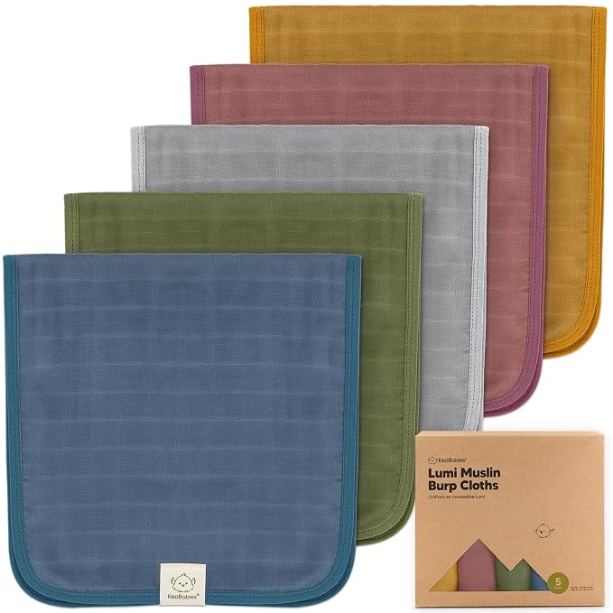 5-Pack Cotton Muslin Burp Cloths Baby Girls, Boys by KeaBabies