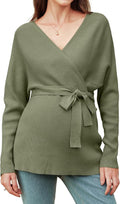 OUGES Womens Soft Cotton Blend Maternity Sweater Wrap V Neck Long Sleeve V Back by OUGES