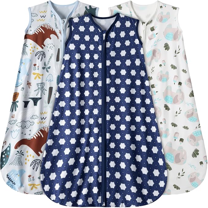 Baby Sleep Sack 0-6 Months 3 Pack Baby Wearable Blanket 100% Rayon Cotton 2-Way by GUNTAIL