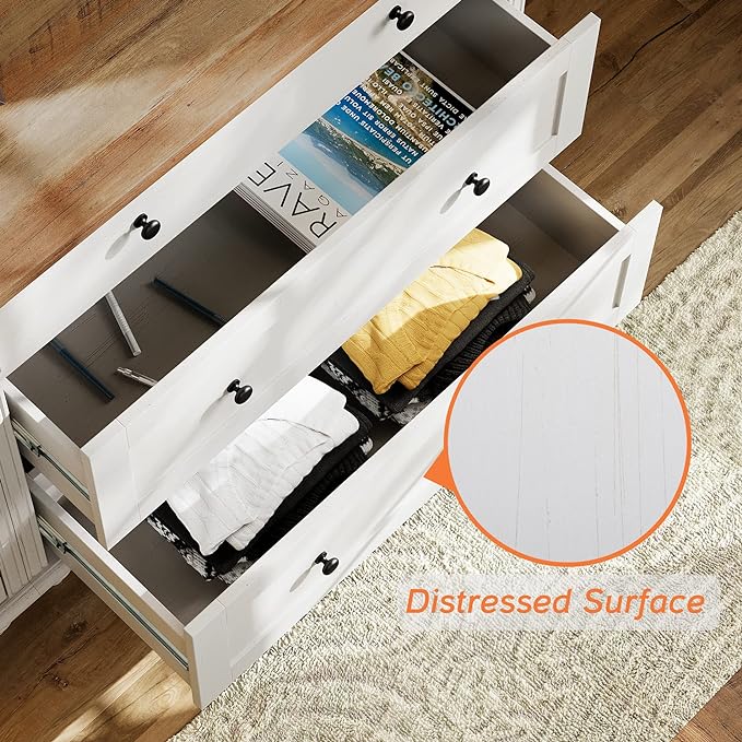 WAMPAT 9 Drawer Dressers for Bedroom, Mid Century Wooden Closet Storage - Image 5