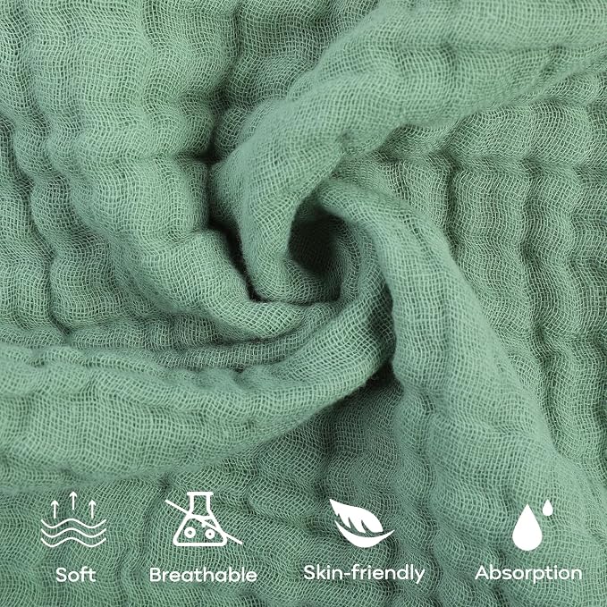 Yoofoss Muslin Baby Washcloths 100% Organic Cotton Face Towels 10 Pack Wash - Image 2