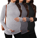 3 Pack Maternity T-Shirts Pregnancy Tops Women Sweater Long Sleeve Turtleneck by Sweetyweee