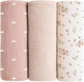 Konssy Muslin Swaddle Blankets for Baby Girls Boys, 3 Pack Receiving Blanket by Konssy