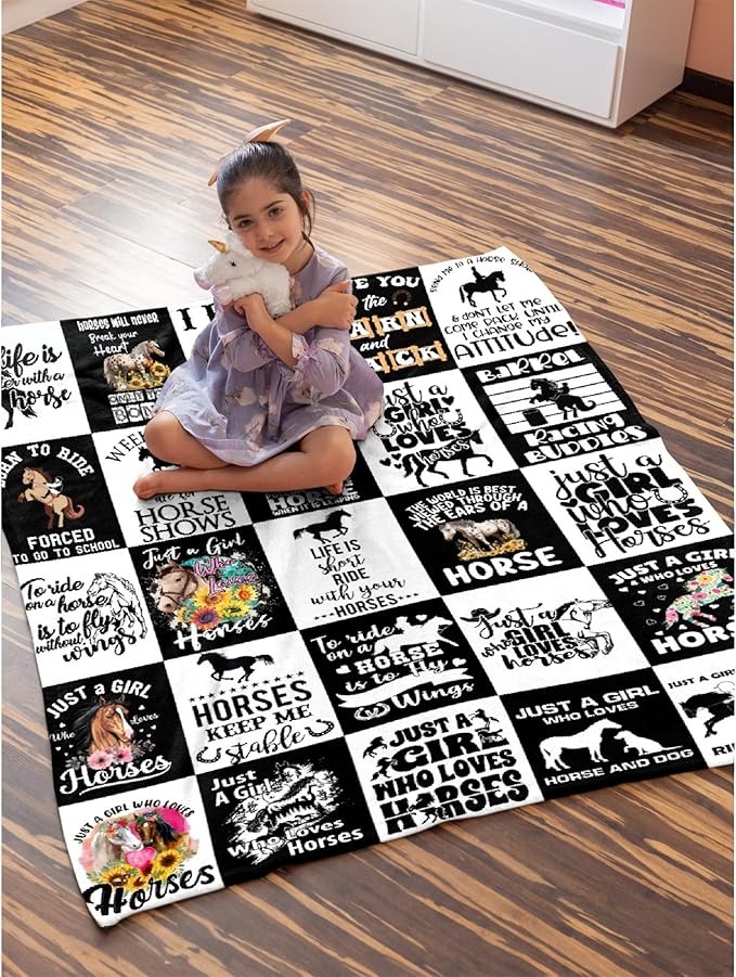 Horse Blanket for Boys Girls, Fluffy Cozy Soft Lightweight Blankets for Bed - Image 6
