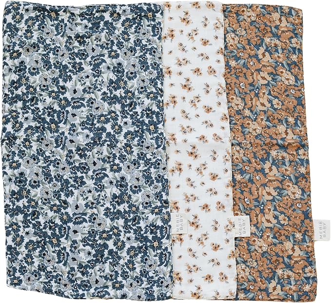 Mebie Baby Burp Cloths, Vintage Florals, Muslin Burp Cloth Set by MebieBaby
