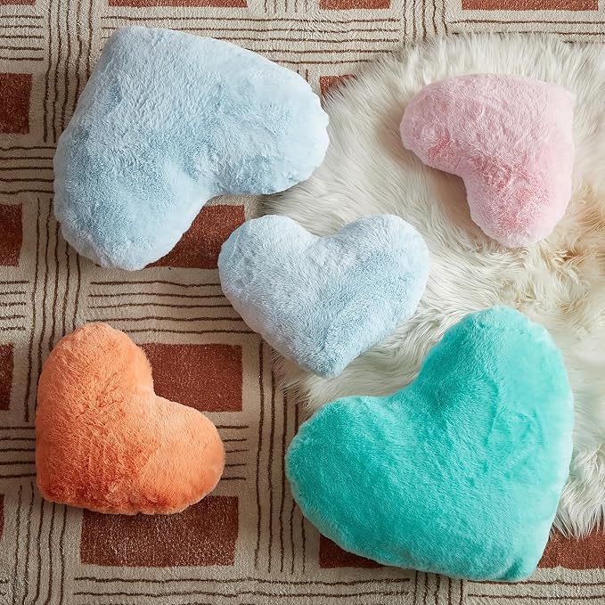 EastTree Heart Pillows, Teal Heart Shaped Pillows, Ultra Soft Extra-Large - Image 6