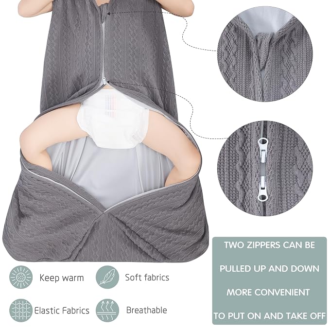 Baby Sleep Sack 18-24 Months, Baby Wearable Blanket 100% Acrylic knit 2-Way - Image 3