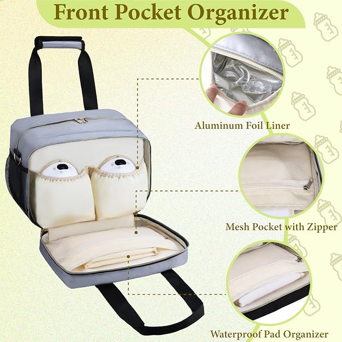 Breastmilk Cooler Bag with Ice Pack, Wearable Breast Pump Storage Bag, - Image 5