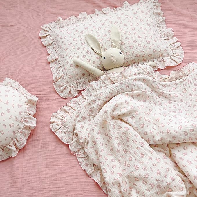 BuLuTu Cotton Muslin Kids Toddler Pillowcase Standard Size, Shabby Chic Galsang by BuLuTu