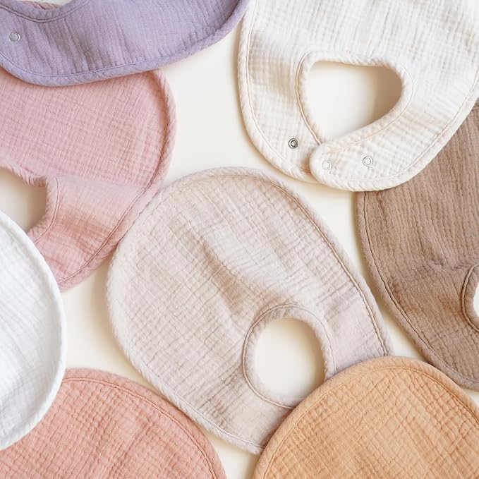 Konssy Muslin Baby Bibs 8 Pack Baby Bandana Drool Bibs Cotton - Image 7