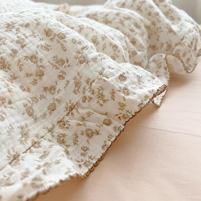 BuLuTu Cotton Muslin Kids Toddler Pillowcase Standard Cute Camellia Flowers - Image 5