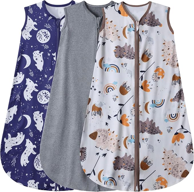 3 Pack Baby Sleep Sack 100% Rayon Cotton Baby Sleeping Bag 2-Way Zipper Toddler by BSTOPPT