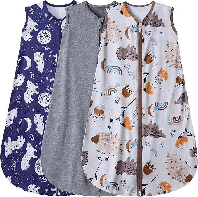 3 Pack Baby Sleep Sack 100% Rayon Cotton Baby Sleeping Bag 2-Way Zipper Toddler by BSTOPPT