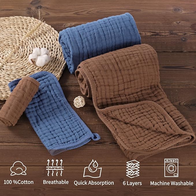 4-Piece Muslin Bath Towel Set - Image 3