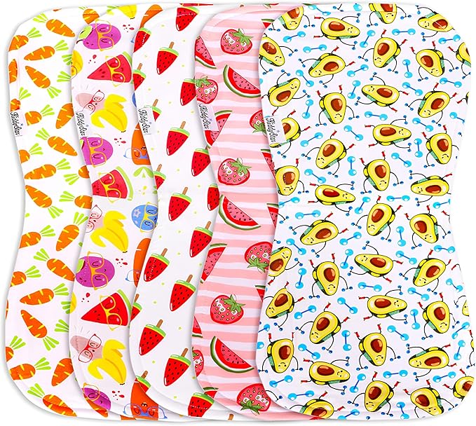 5-Pack Organic Cotton Burp Cloths – Large, Ultra-Soft 3-Layer Towels by KiddyStar%C2%AE