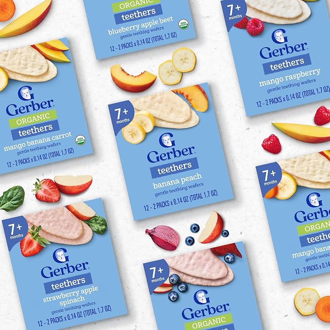 Gerber Teethers, Banana Peach Gentle Teething Wafers, Baby Teething Snacks - Image 8