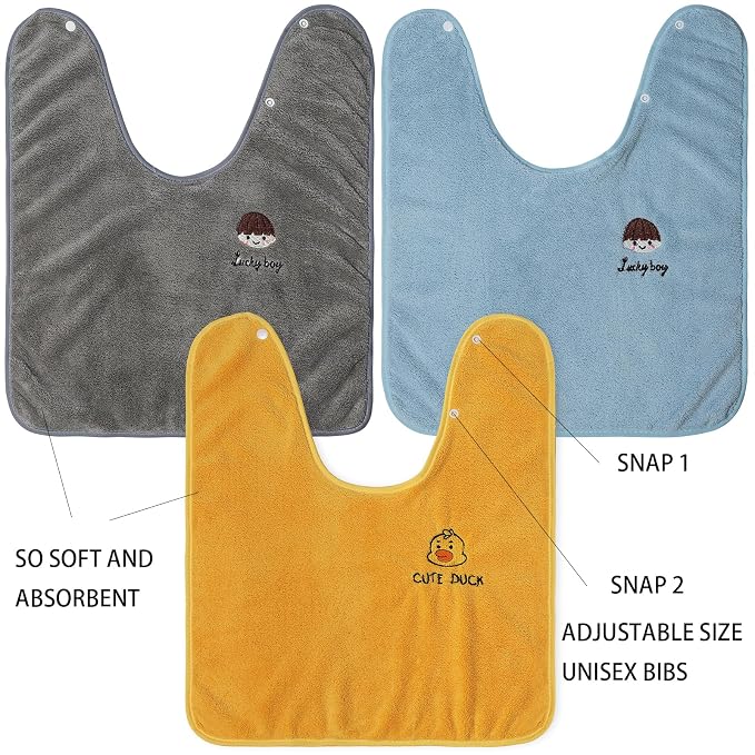 3 Pack Baby Bibs for Girls or Boys, Waterproof, Towel Toddler Bibs for 1-3 Years - Image 4
