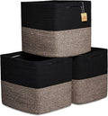 NaturalCozy 13x15x13 Kallax Storage Cubes Bins, 3 Pack | Cotton Rope Cube by NaturalCozy