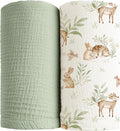 Konssy Muslin Swaddle Blankets for Girls Boys 2 Pack, 100% Cotton Receiving by Konssy