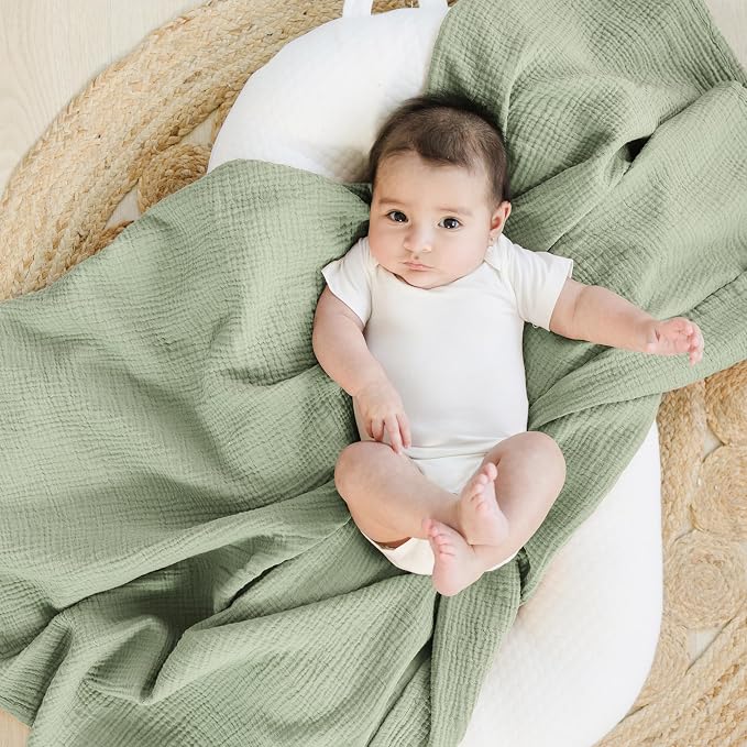 Konssy Muslin Swaddle Blankets for Girls Boys 2 Pack, 100% Cotton Receiving - Image 2