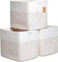 NaturalCozy 13x15x13 Kallax Storage Cubes Bins, 3 Pack | Cotton Rope Cube by NaturalCozy