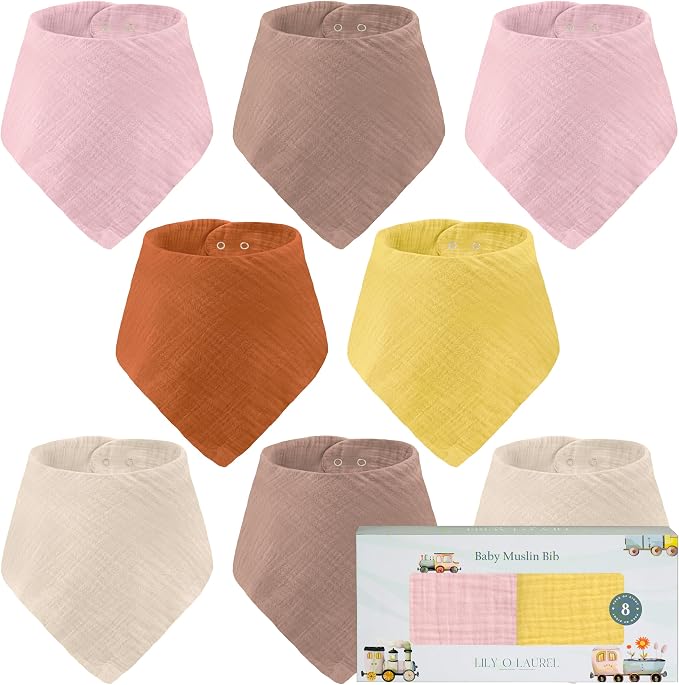 Muslin Baby bibs for drooling and teething, 100% cotton, Bibs for baby girl by LilyOlaurel