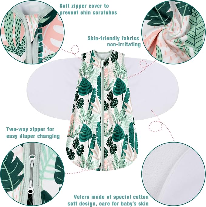 Newborn Sleep Sack Baby Swaddle, 6-12 Months, 3-Way Adjustable Wearable Blanket - Image 5