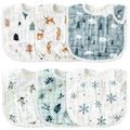 Zainpe 6Pcs Snap Muslin Cotton Baby Bibs Cute Themes Snowflake Penguin Pattern by Zainpe