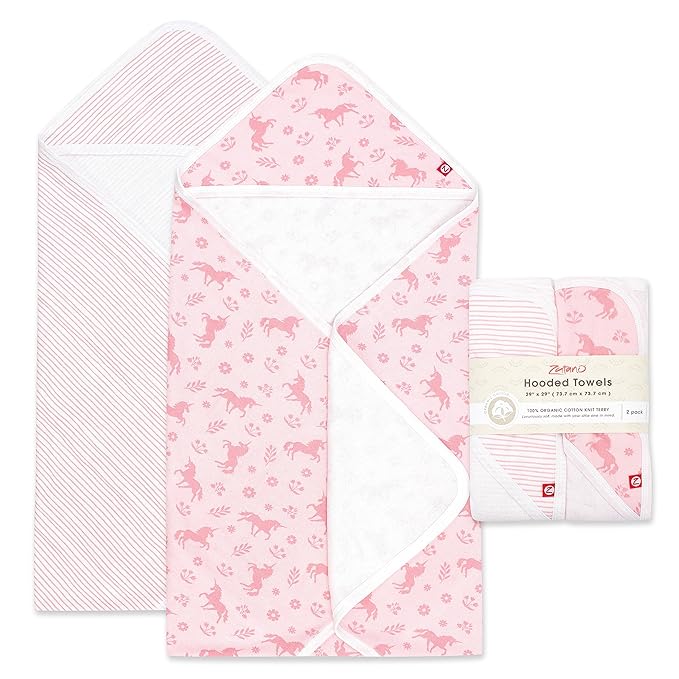 Zutano Hooded Baby Towels, Organic Cotton Baby Bath Towel, Ultra Soft and by Zutano