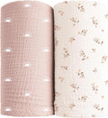 Konssy Muslin Swaddle Blankets for Girls Boys, 2 Pack Receiving Baby Blanket by Konssy