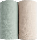 Konssy Muslin Swaddle Blankets for Boys Girls, 2 Pack Receiving Baby Blanket by Konssy
