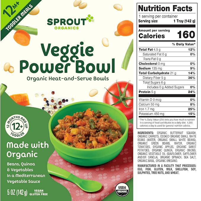 Sprout Organic Baby Food, Toddler Meals, Mediterranean Veggie Power Bowl - Image 3