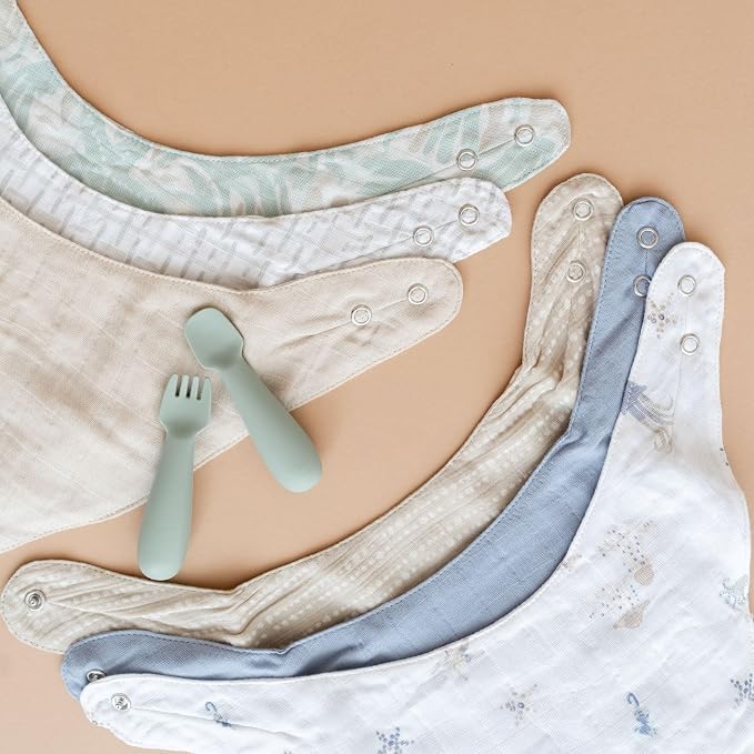Crane Baby Bib Set, 100% Cotton Baby Bibs, Bandana Bibs Baby Bibs - Image 4