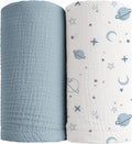 Konssy Muslin Swaddle Blankets for Boys Girls, 2 Pack Receiving Baby Blanket by Konssy