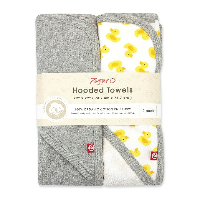 Zutano Hooded Baby Towels, Organic Cotton Baby Bath Towel, Ultra Soft and - Image 2