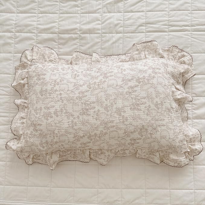 BuLuTu Muslin Cotton Pillowcase King Pillow Cover - Image 2