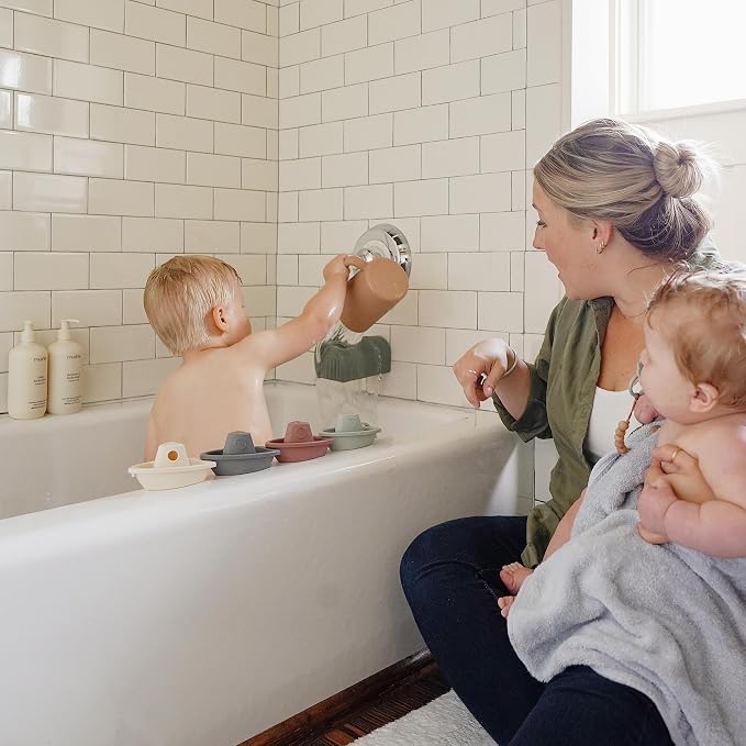 mushie Stackable Bath Boats Toy | Floating Bathtub Toys - Image 5