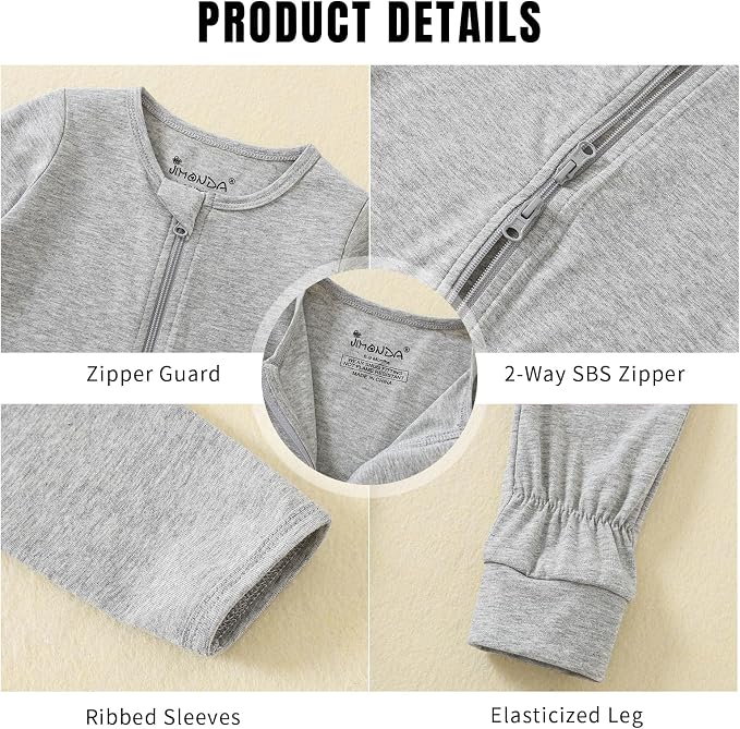 Jimonda Baby Sleeper Rompers, Unisex Boys Girls Zip-Front Pajamas One-Piece - Image 5