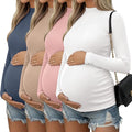 4 Packs Womens Maternity Shirts Long Sleeve Cotton Ribbed Pregnancy Mock Neck by Oakgarden