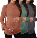 3 Pack Maternity T-Shirts Pregnancy Tops Women Sweater Long Sleeve Turtleneck by Sweetyweee