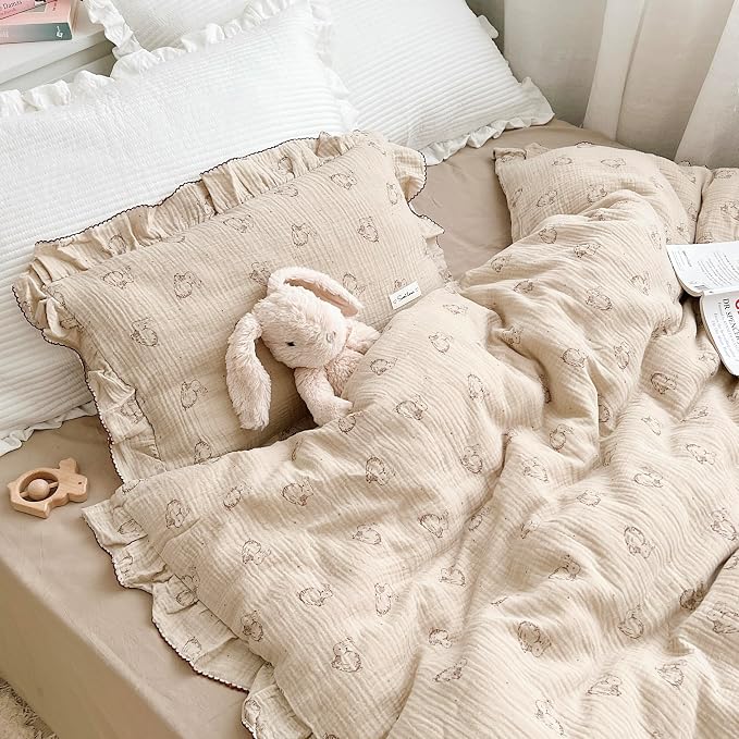 AOJIM Cute Rabbit Muslin Cotton Kids Toddler Pillowcase - Image 2